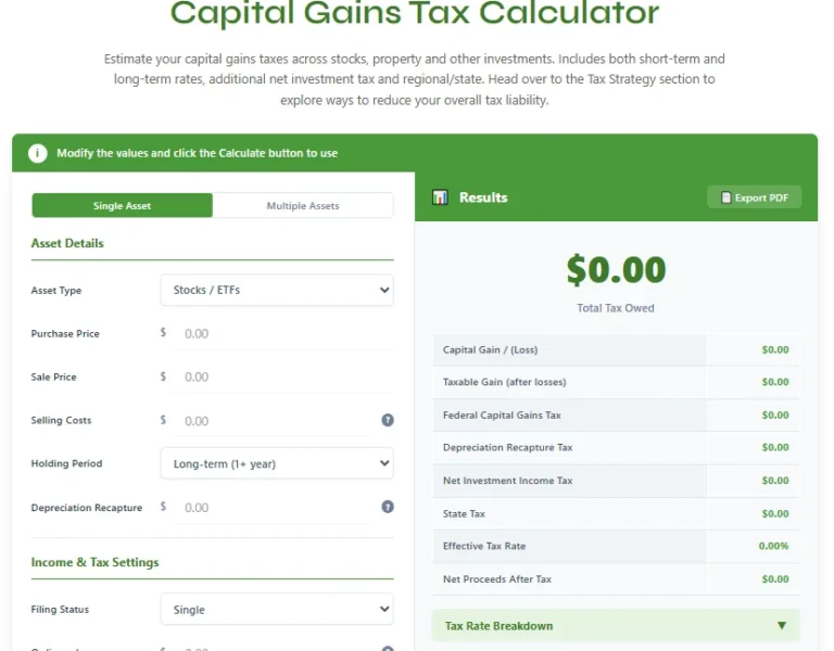 Capital Gains Tax Calculator - Estimate Your Tax on Profits