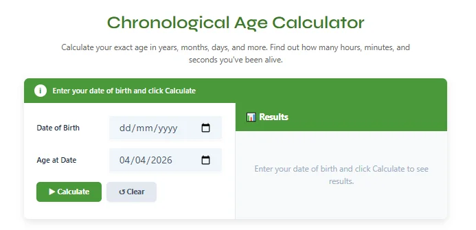 Chronological Age Calculator – Calculate Your Exact Age