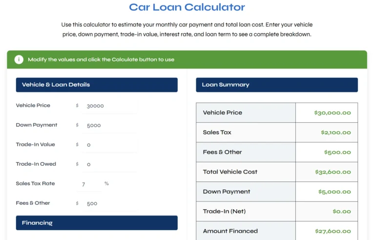 Car Loan Calculator – Calculate Monthly Car Payments