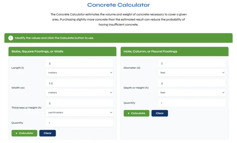 Concrete Calculator – Calculate Concrete Volume & Cost