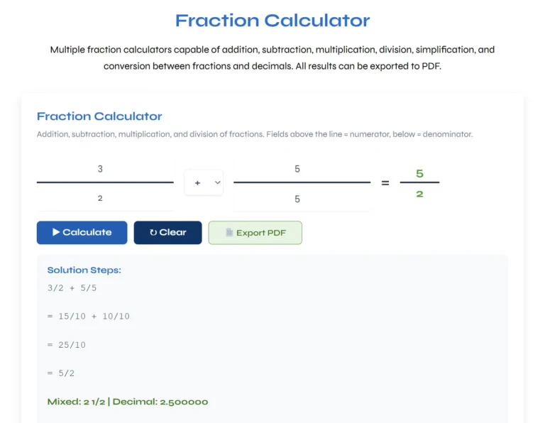 Fraction Calculator – Calculate & Simplify Fractions