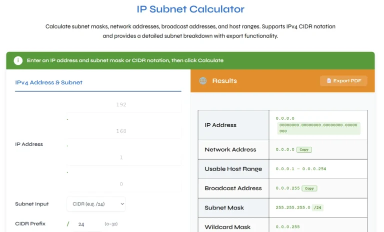 IP Subnet Calculator – Calculate Subnet Mask & Host Range