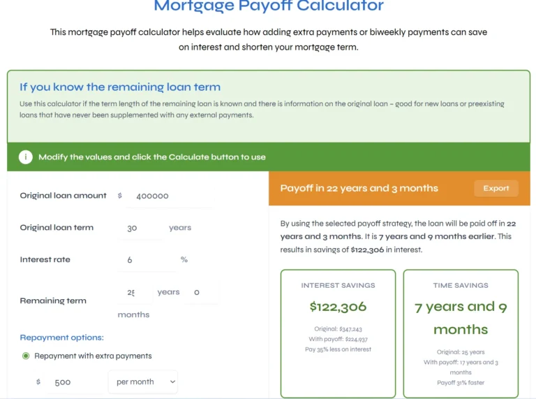 Mortgage Payoff Calculator – Calculate Your Payoff Date