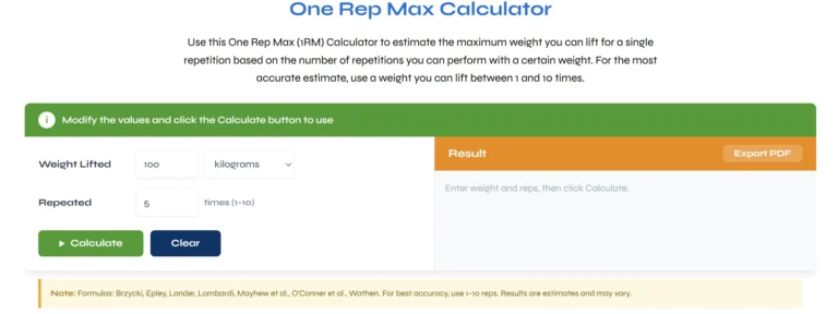 One Rep Max Calculator – Calculate Your 1RM