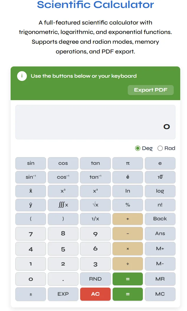 Scientific Calculator – Online Calculator for Advanced Math
