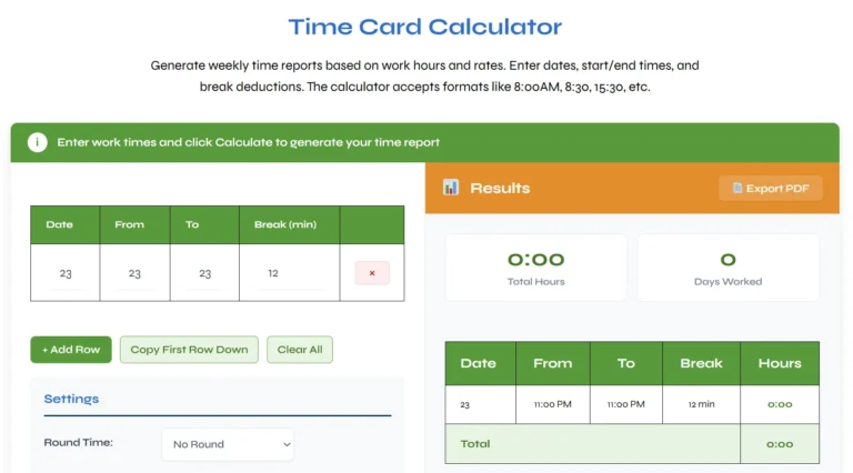 Time Card Calculator – Calculate Work Hours & Total Time